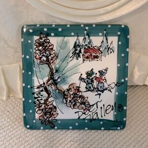 CHRISTMAS HAND PAINTED CERAMIC TRIVET by Liston